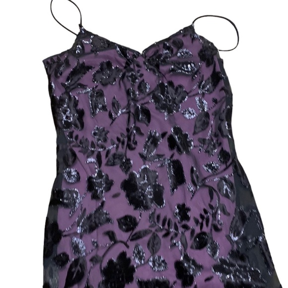 Windsor | Y2K Long Ruffle Bottom Dress Juniors Size 7 Black Purple Pink - Picture 4 of 10